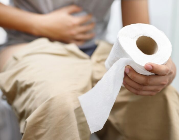 Patient with severe constipation and rectal pain consulting a doctor